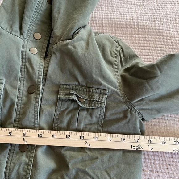 Old Navy Olive Green Utility Bomber Jacket Sherpa Lined Collar Women's Small - Picture 11 of 13